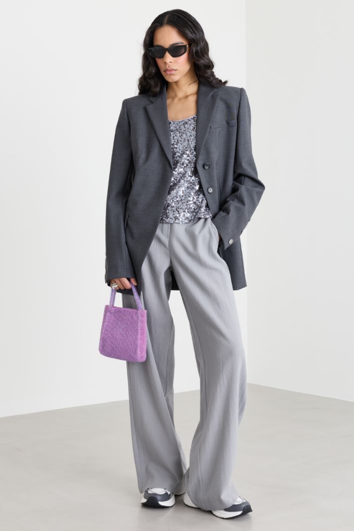Blazer en toile de laine stretch - GRIS - Intrend
