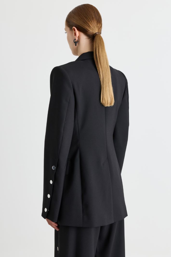 Stretch wool canvas blazer - BLACK - Intrend - 4