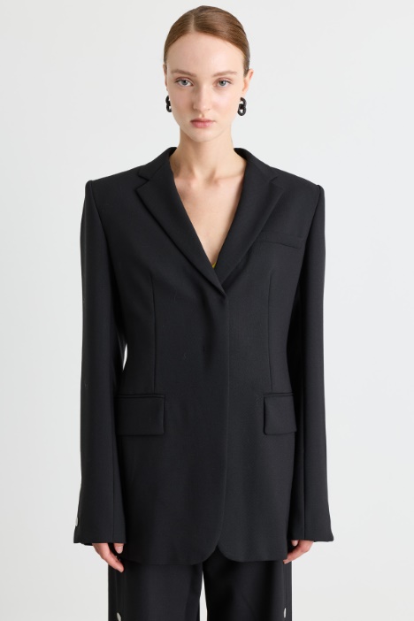 Stretch wool canvas blazer - Intrend