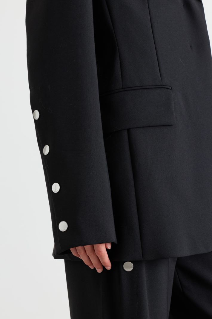 Stretch wool canvas blazer - BLACK - Intrend - 3