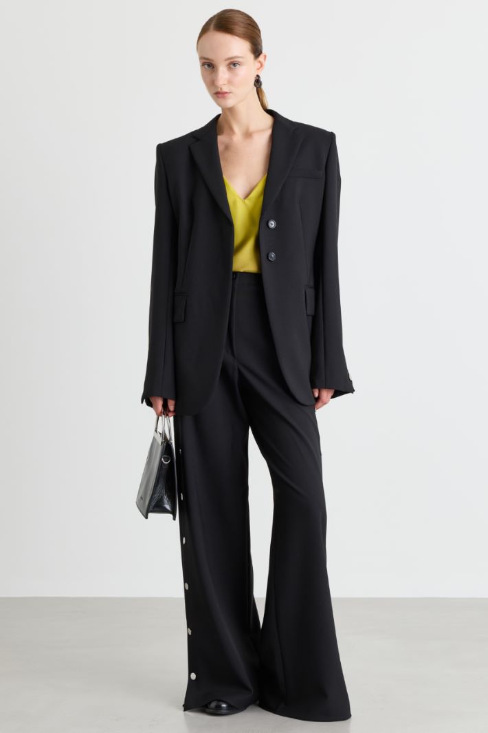 Stretch wool canvas blazer - BLACK - Intrend
