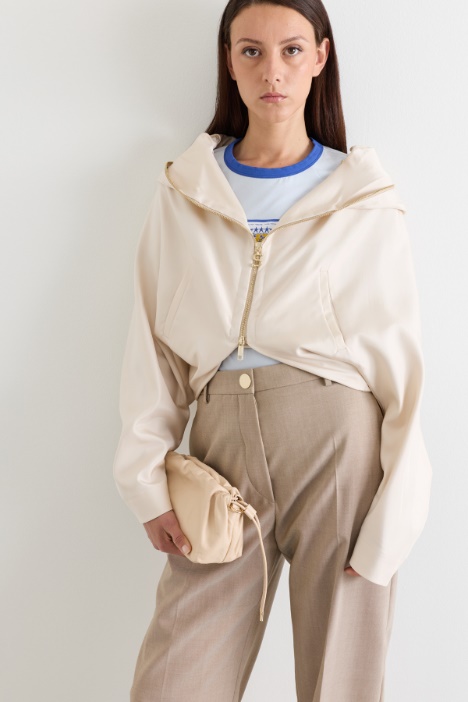 Kimono-Jacke mit Kapuze aus Habotai-Seide - Intrend