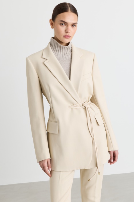 Belted Canvas Blazer - Intrend