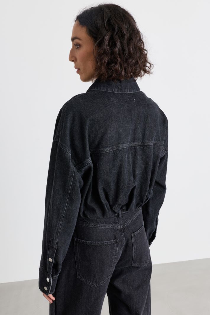 Cropped denim jacket - BLUE - Intrend - 4