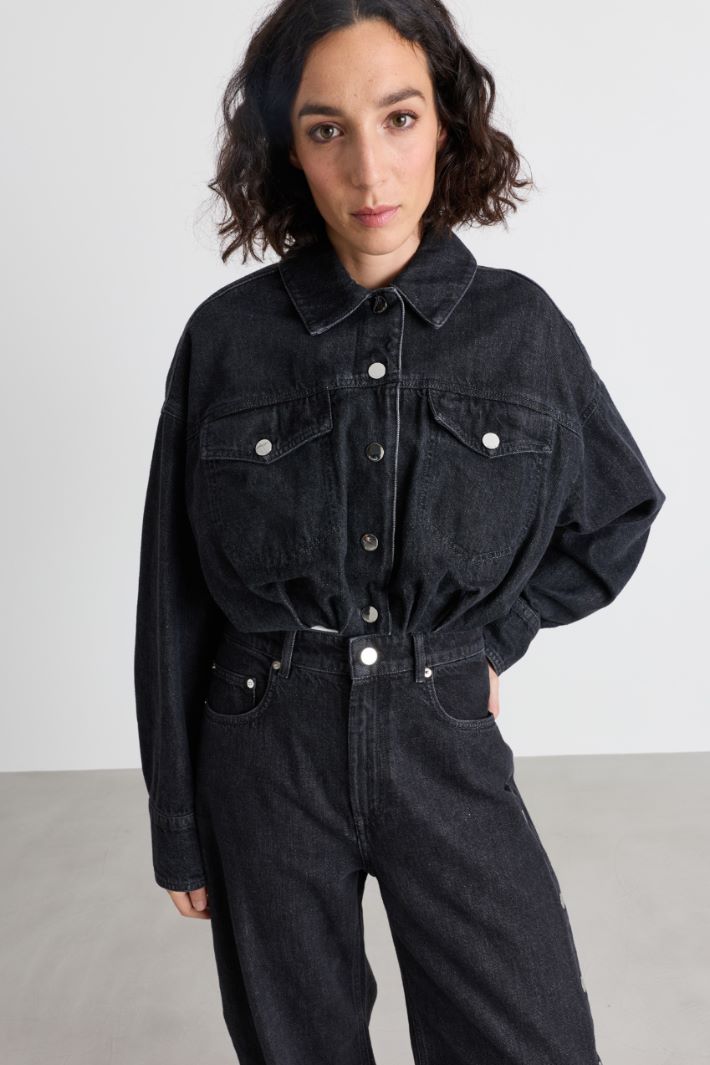 Cropped denim jacket - BLUE - Intrend - 2