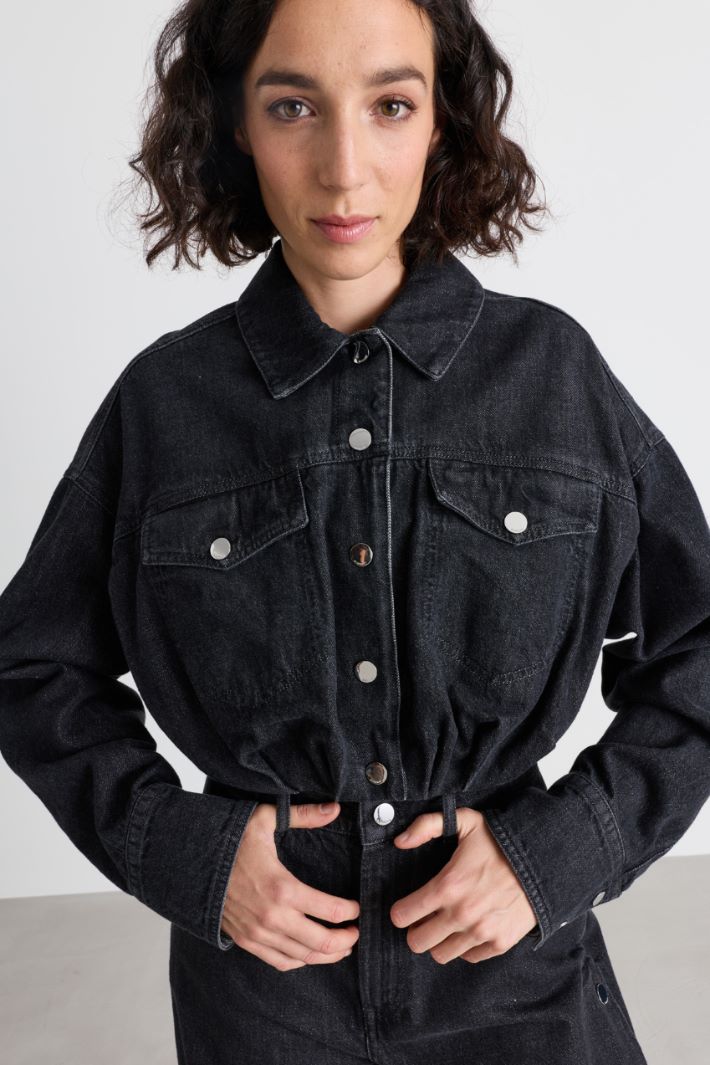 Cropped denim jacket - BLUE - Intrend - 3