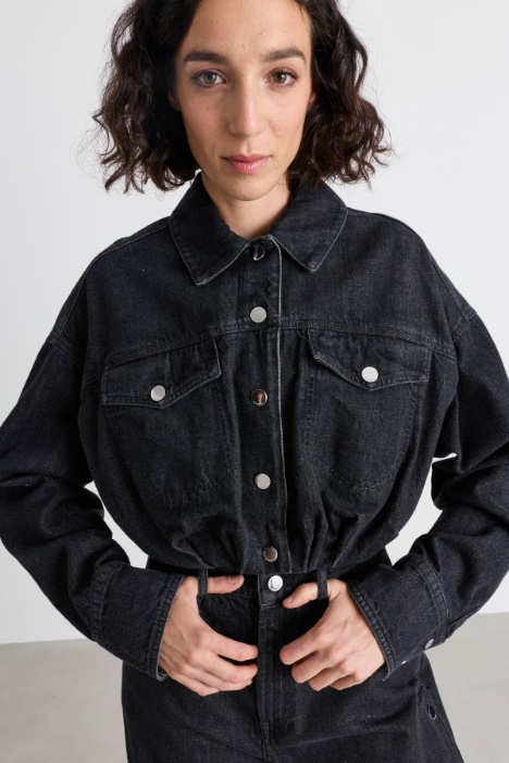 Giacca cropped in jeans