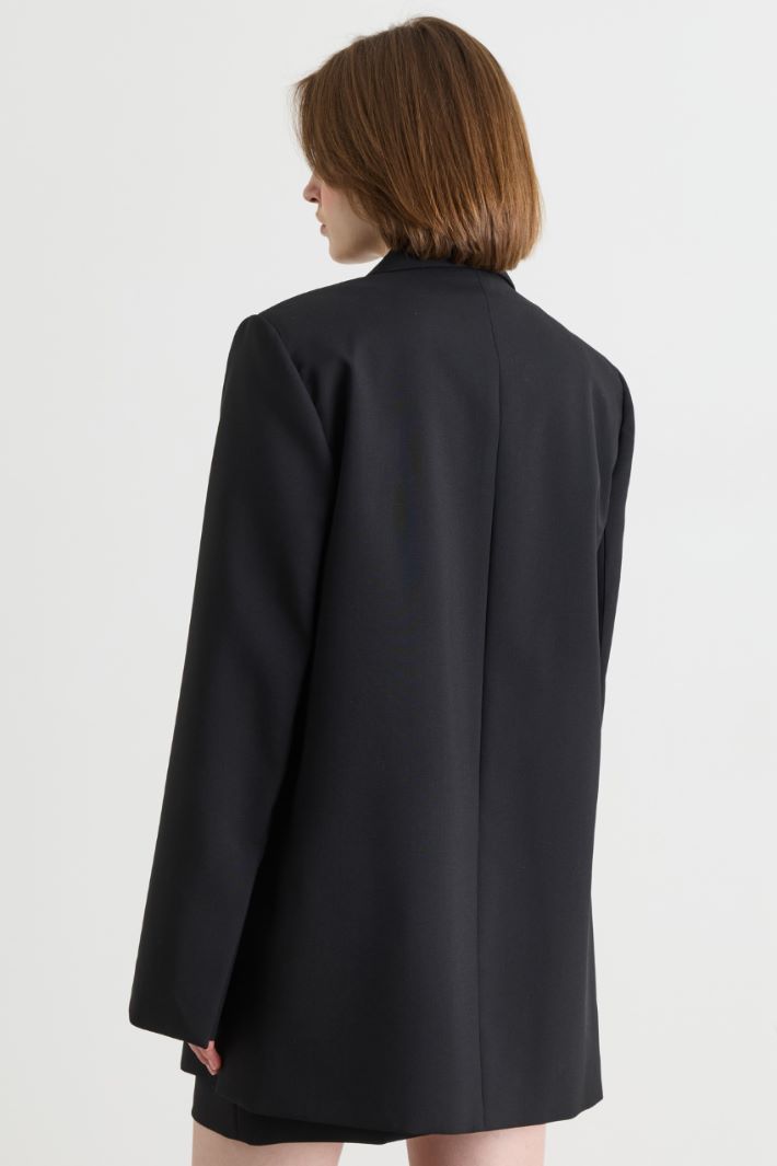 Longline double-breasted blazer - BLACK - Intrend - 4