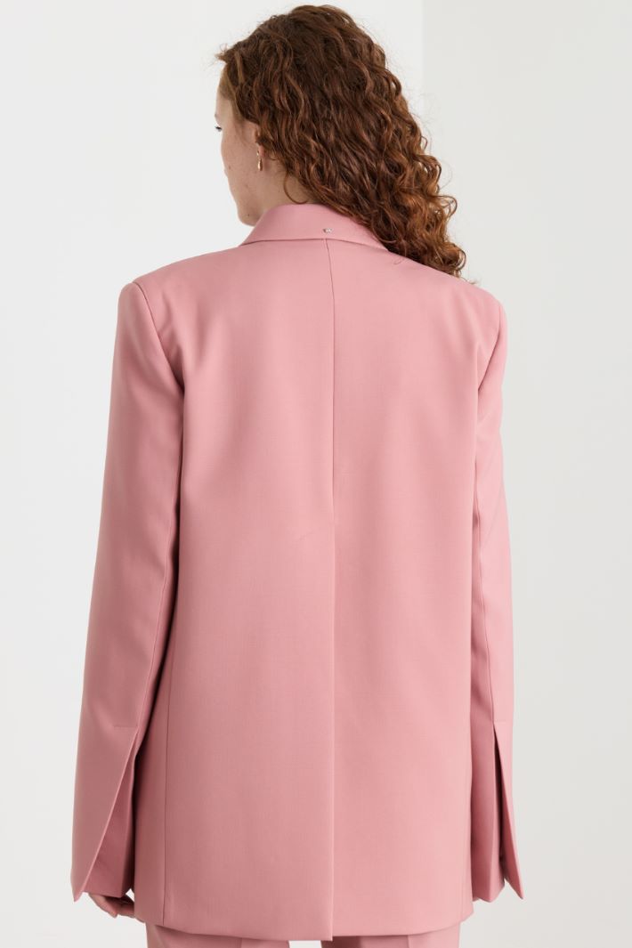 Concealed-fastening gabardine blazer - PINK - Intrend - 4
