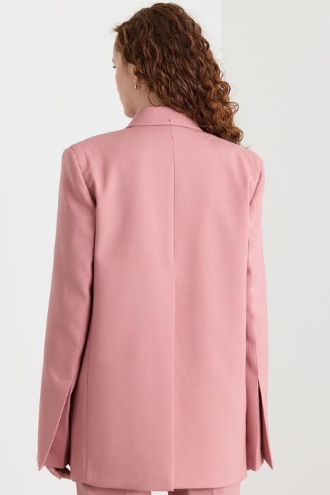 Blazer in gabardina di lana con abbottonatura nascosta