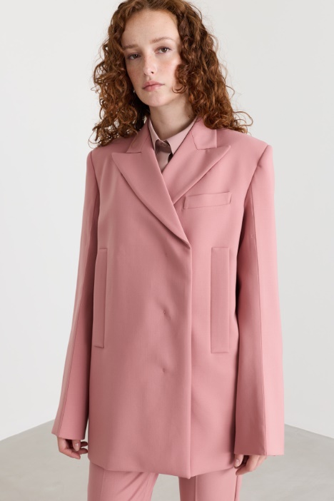 Concealed-fastening gabardine blazer - Intrend