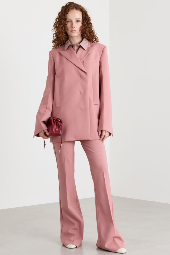 Concealed-fastening gabardine blazer - PINK - Intrend