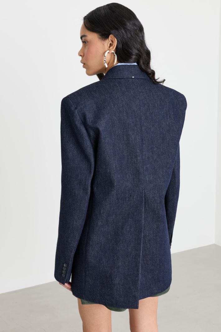 Blazer oversize con rever a lancia - BLU - Intrend - 4