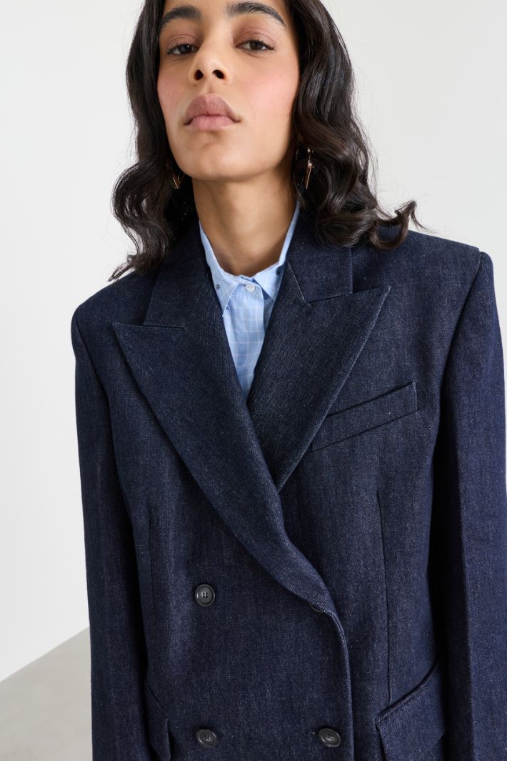 Blazer oversize con rever a lancia - BLU - Intrend - 3