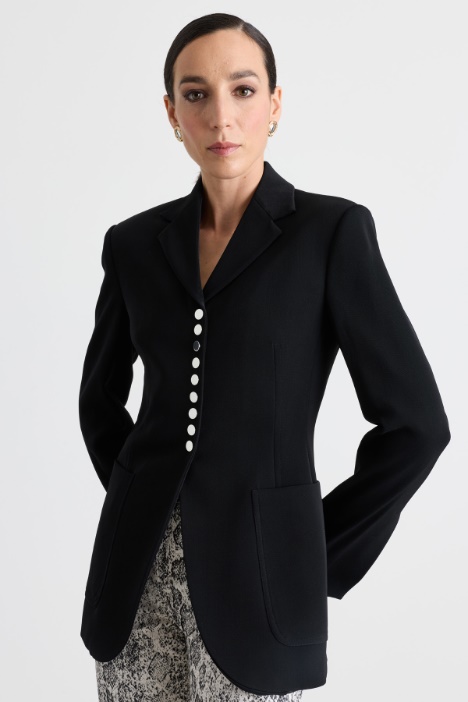Contrast-fastening blazer - Intrend