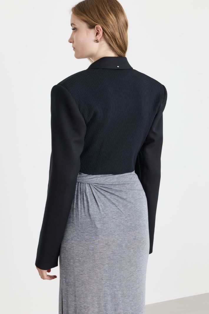 Cropped double-breasted blazer - BLACK - Intrend - 4