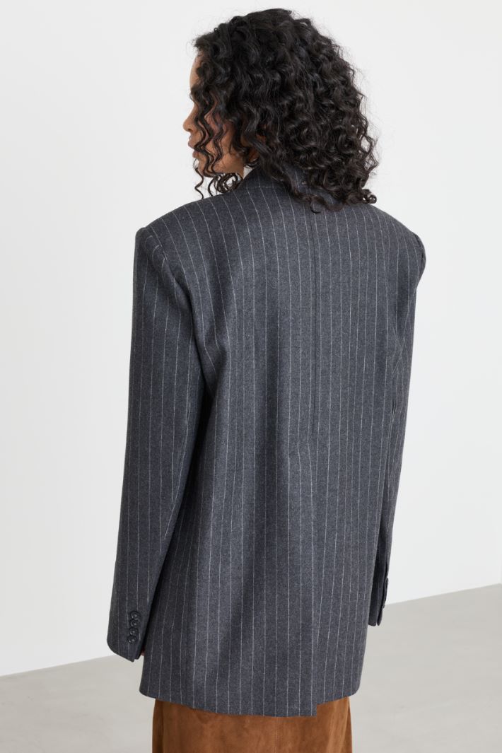 Oversized double-breasted blazer - GREY - Intrend - 4