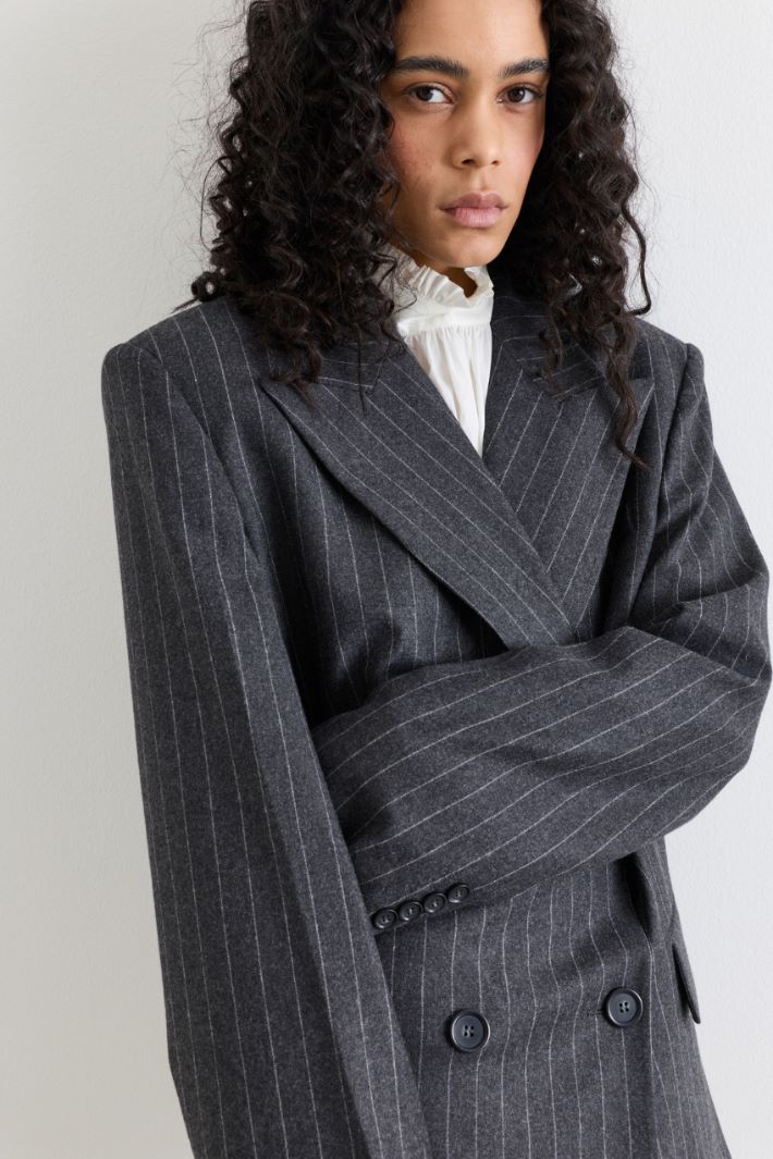 Oversized double-breasted blazer - GREY - Intrend - 3