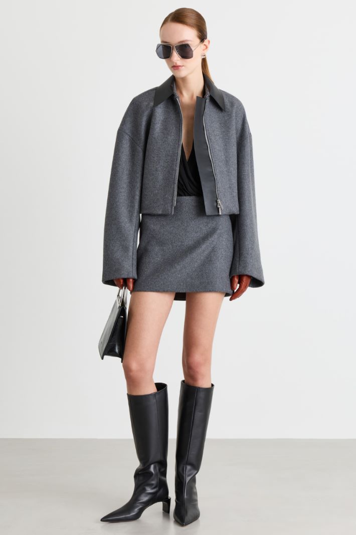 Veste boxy en double face - GRIS - Intrend