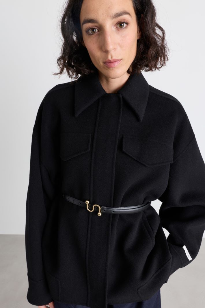Giacca oversize con cintura - NERO - Intrend - 3