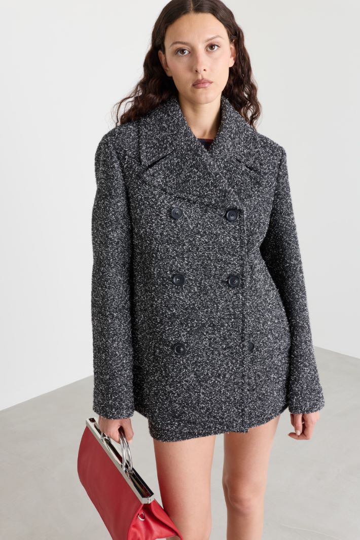 Double-breasted overcoat with wide lapels - GREY - Intrend - 2
