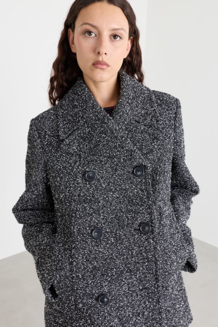 Double-breasted overcoat with wide lapels - GREY - Intrend - 3
