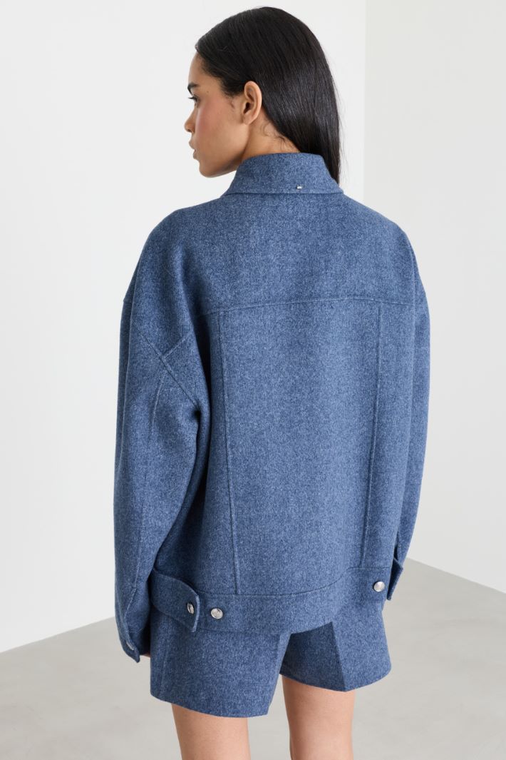 Veste doublée en natté stretch - BLEU - Intrend - 4