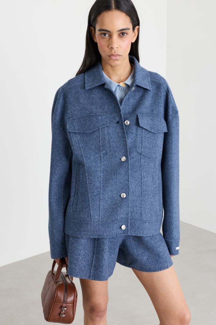 Veste doublée en natté stretch - BLEU - Intrend - 2