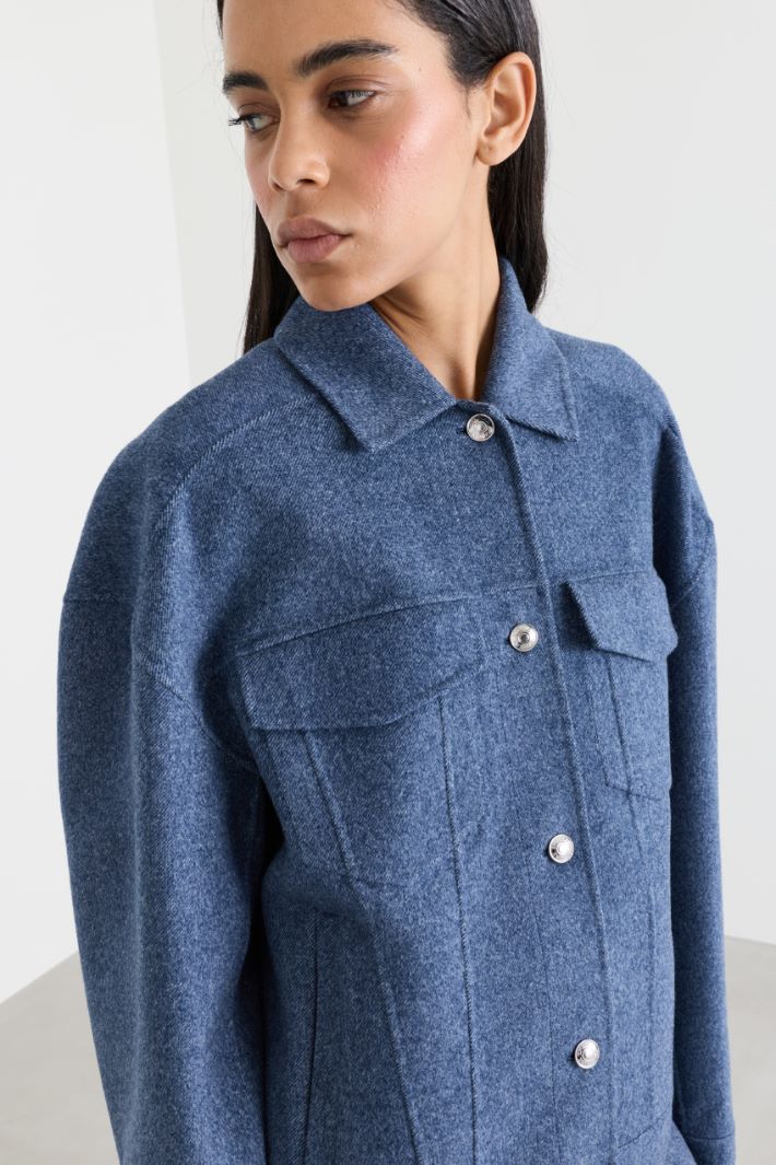 Veste doublée en natté stretch - BLEU - Intrend - 3