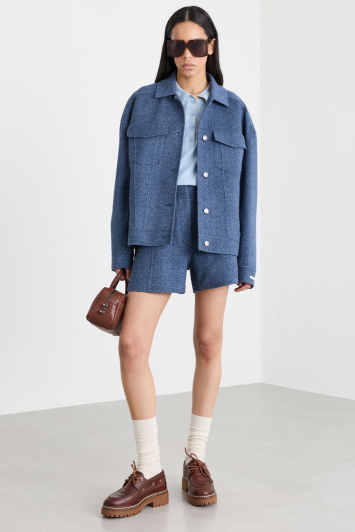 Veste doublée en natté stretch - BLEU - Intrend