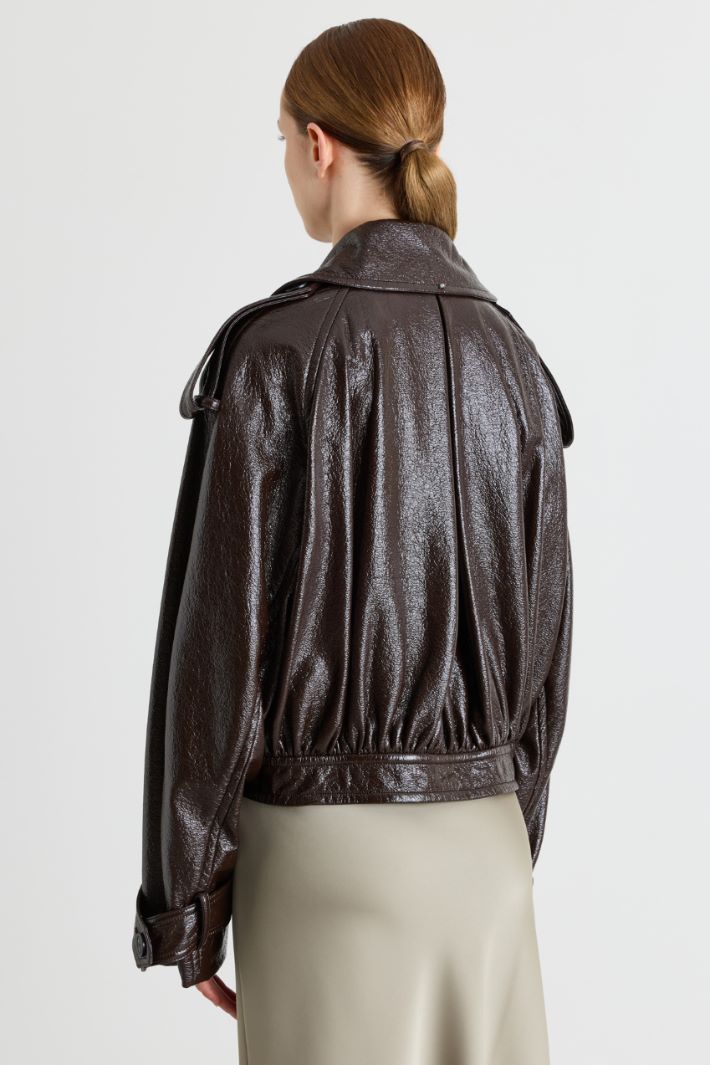 Patent-effect jacket - BROWN - Intrend - 4