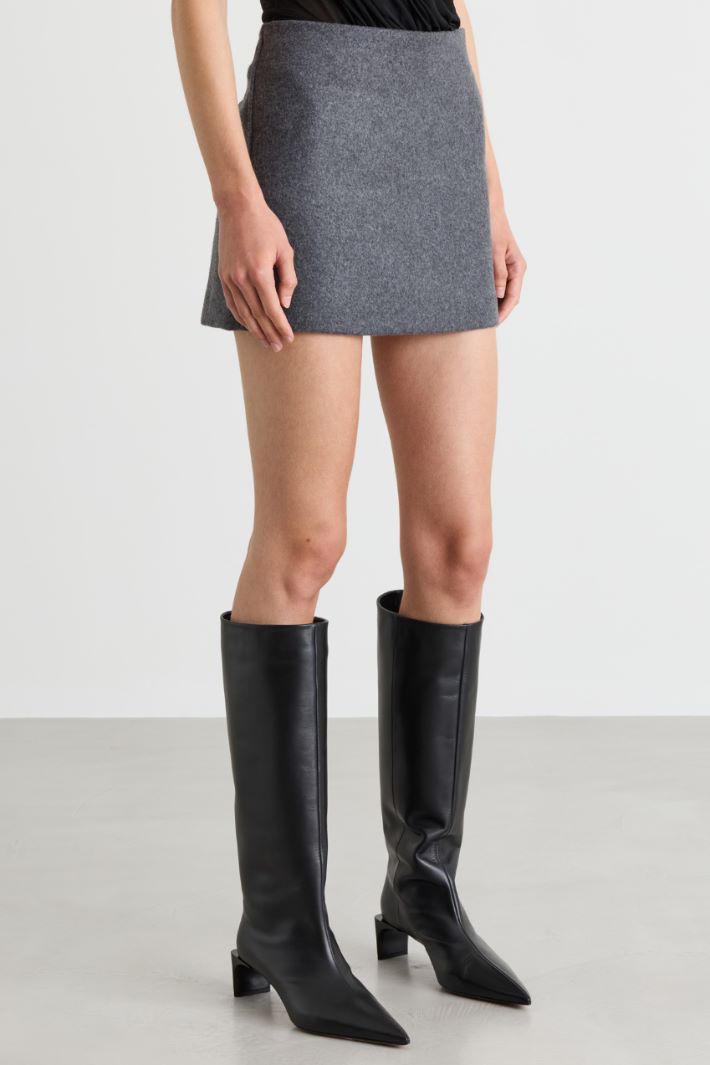 Double-faced wool mini skirt - GREY - Intrend - 2