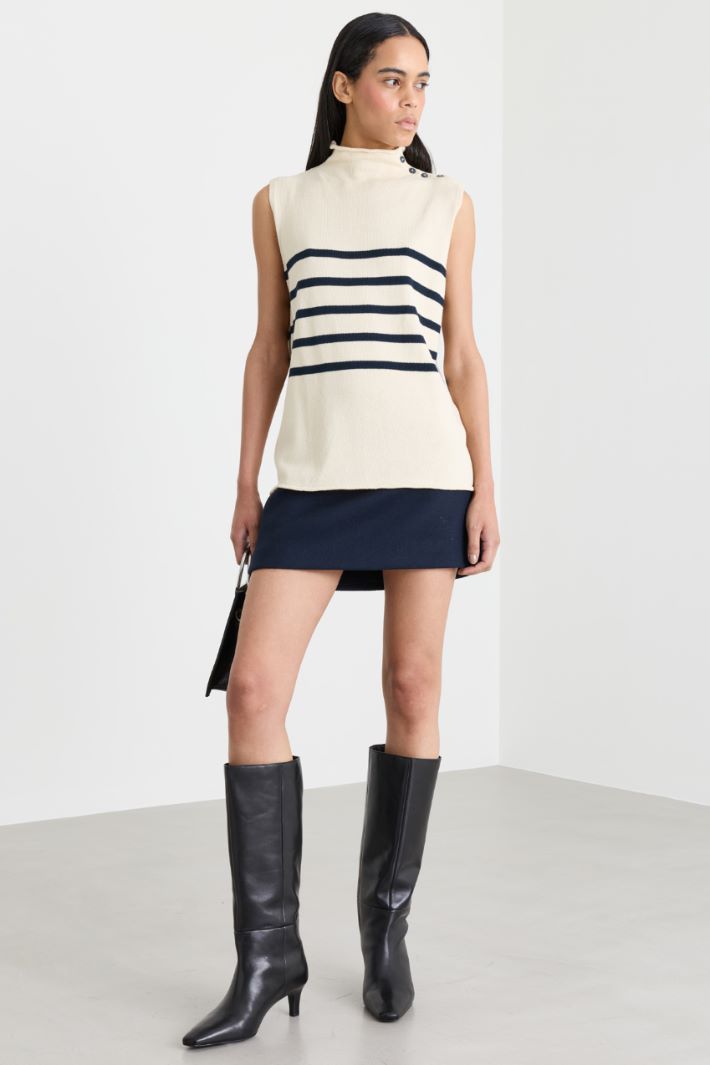 Double-faced wool mini skirt - BLUE - Intrend
