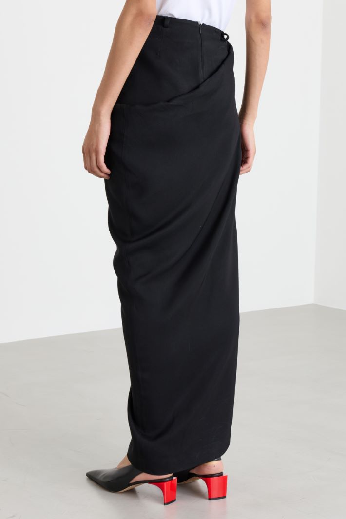 Asymmetric Draped Skirt - BLACK - Intrend - 4