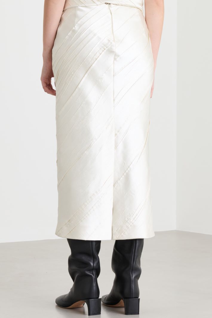 Jupe fourreau en satin - BLANC - Intrend - 4