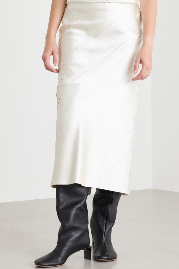 Jupe fourreau en satin - BLANC - Intrend - 2