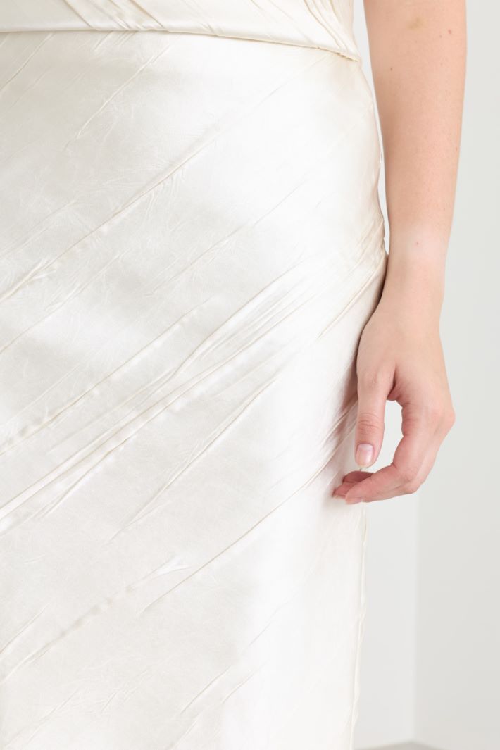 Jupe fourreau en satin - BLANC - Intrend - 3