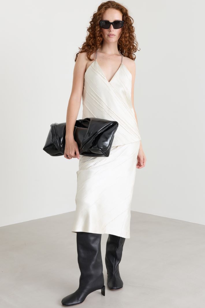 Jupe fourreau en satin - BLANC - Intrend