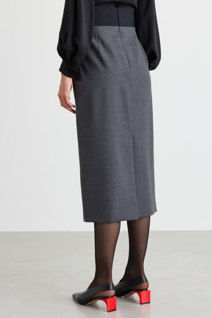 High-waisted elasticated skirt - GREY - Intrend - 4