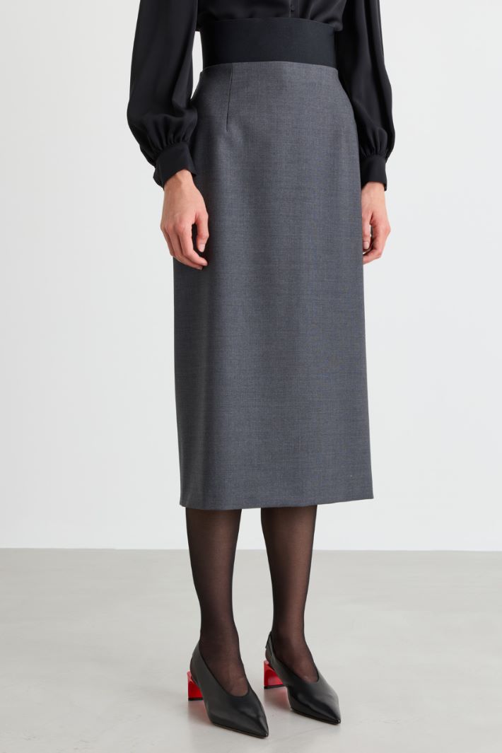 High-waisted elasticated skirt - GREY - Intrend - 2