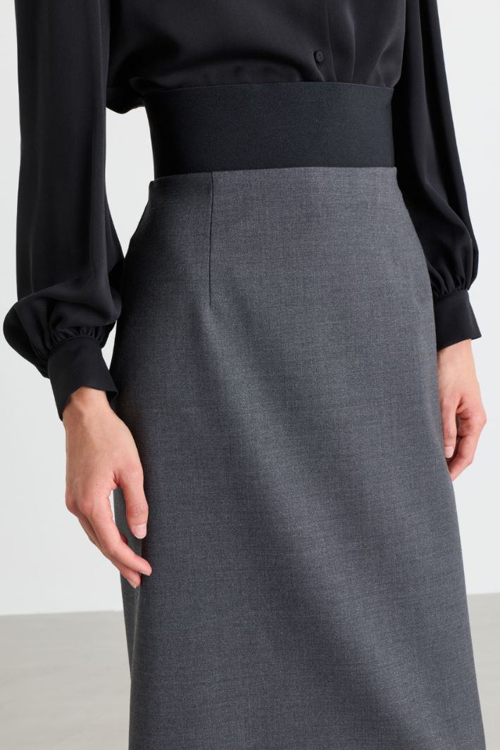 High-waisted elasticated skirt - GREY - Intrend - 3