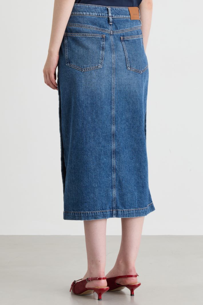 Low-rise denim pencil skirt - BLUE - Intrend - 4