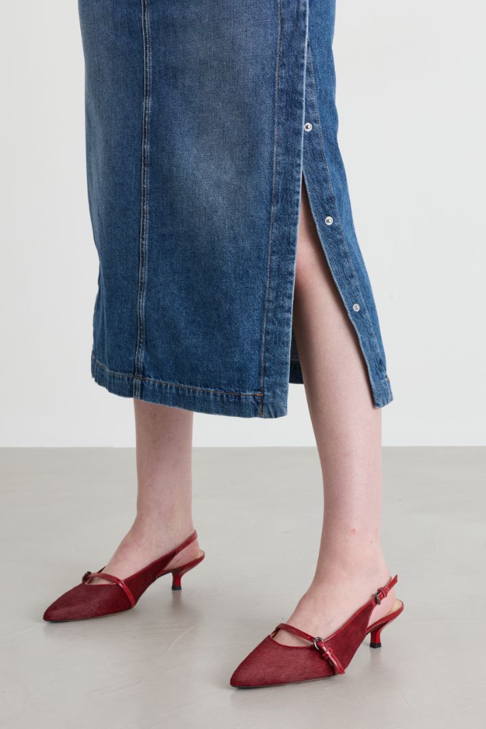 Low-rise denim pencil skirt - BLUE - Intrend - 3