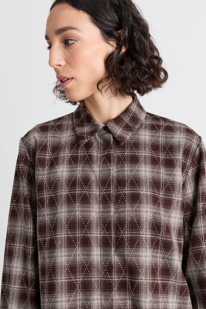 Camicia in flanella con strass - MARRONE - Intrend - 3
