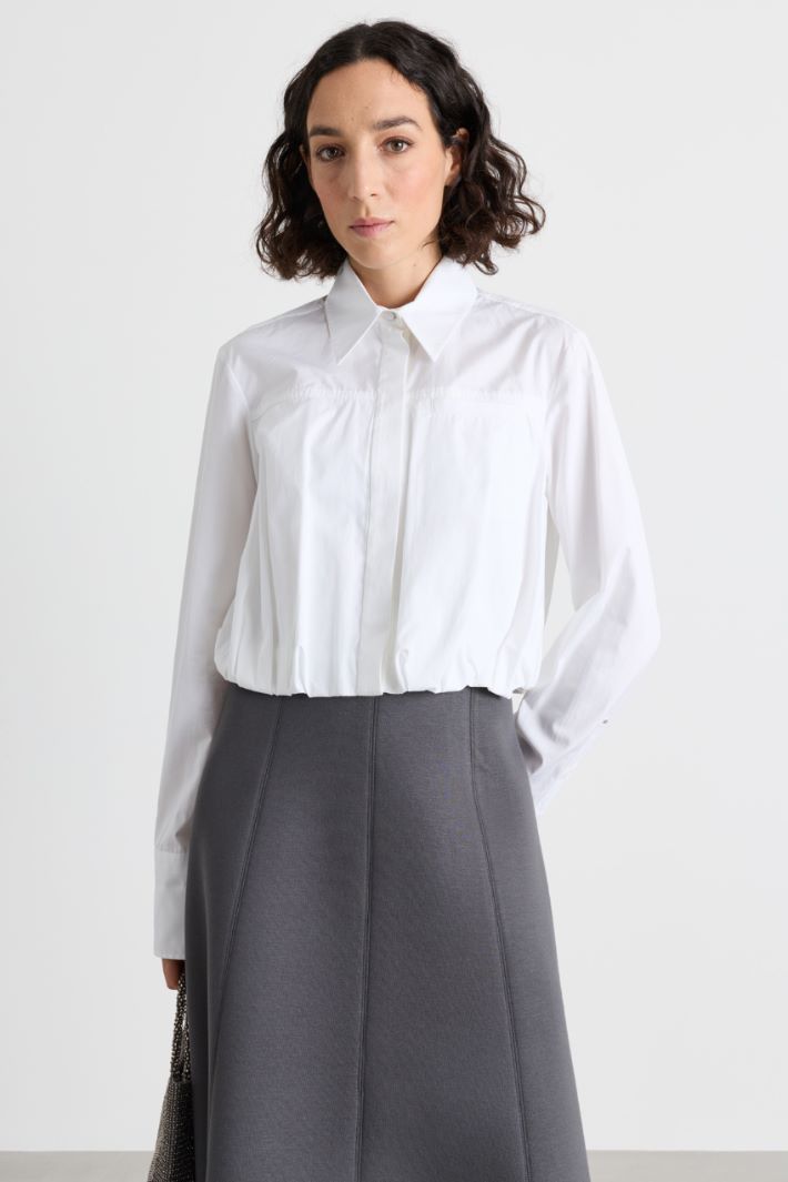 Camicia cropped in popeline - BIANCO - Intrend - 2