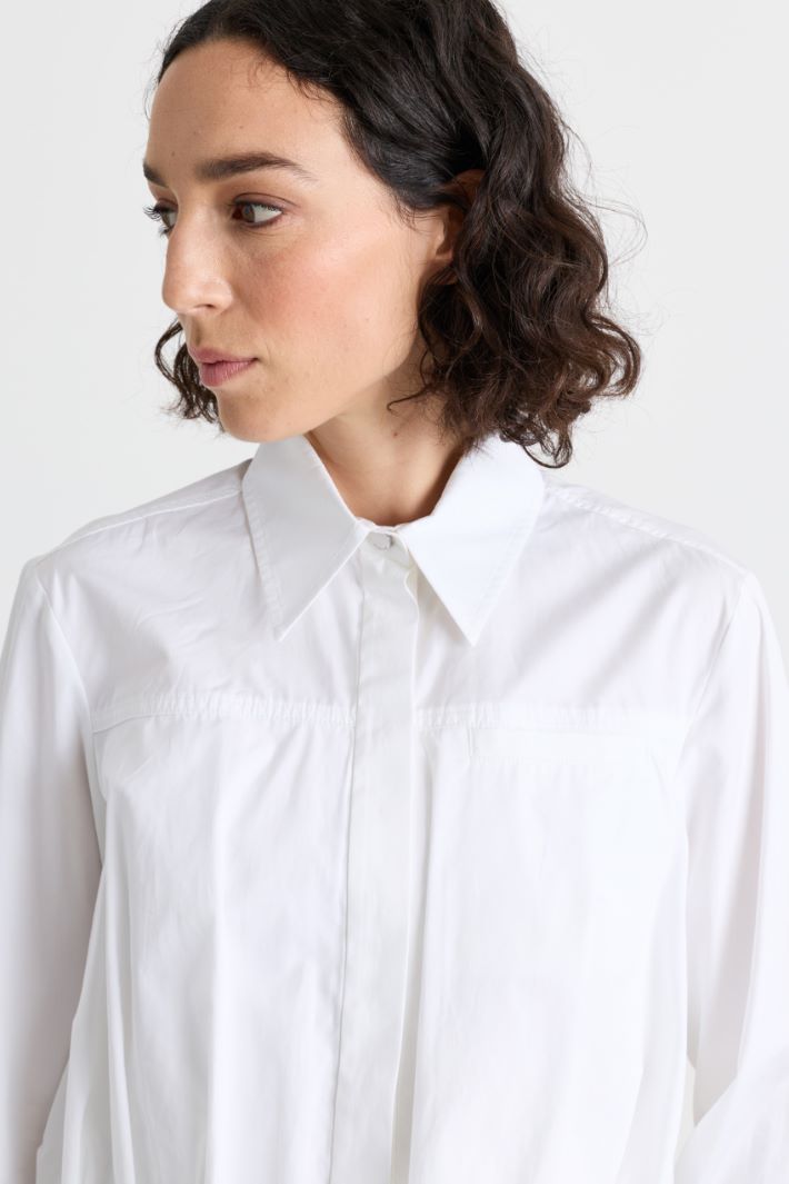Camicia cropped in popeline - BIANCO - Intrend - 3