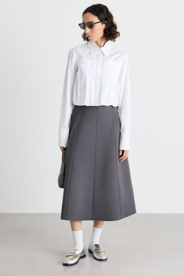 Camicia cropped in popeline - BIANCO - Intrend
