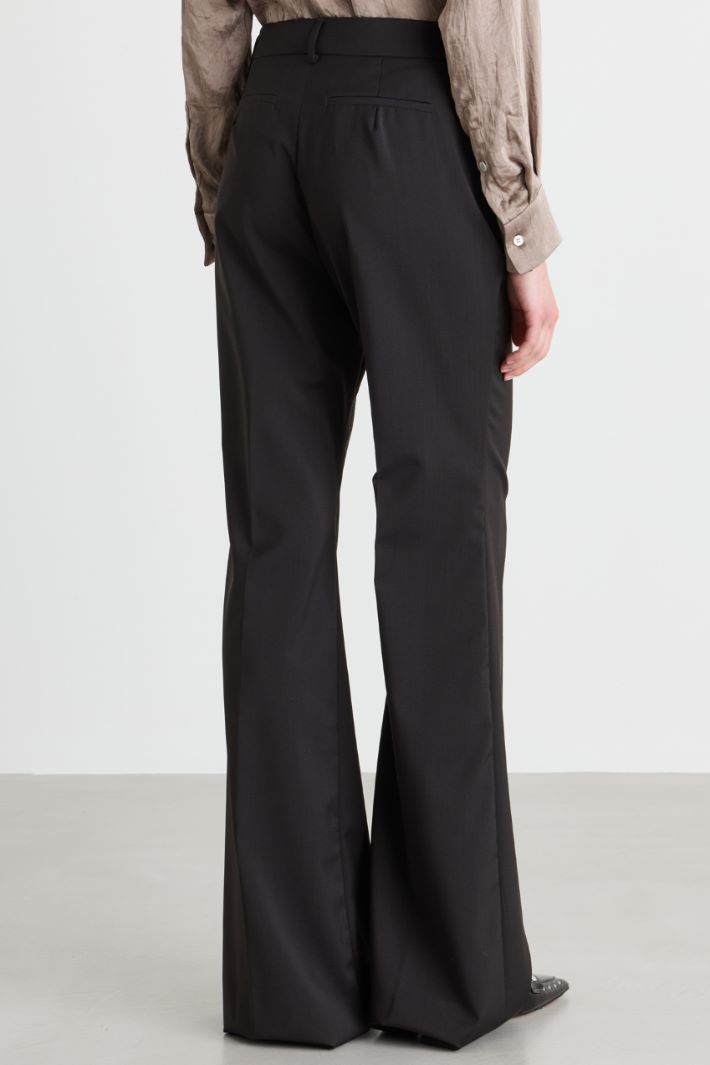 Flared wool canvas trousers - BROWN - Intrend - 4