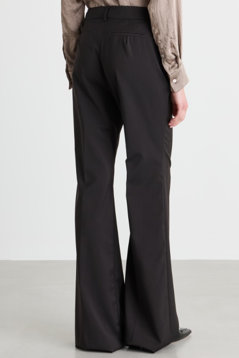 Pantalone flare in tela di pura lana