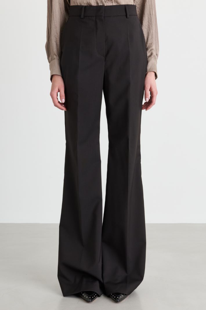 Flared wool canvas trousers - BROWN - Intrend - 2